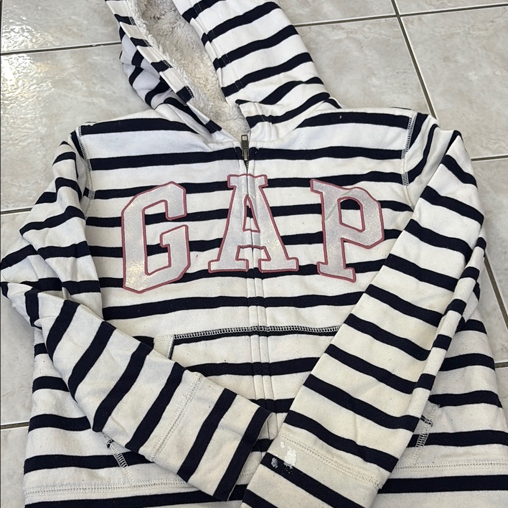 GAP Black and White Hoodie Sweatshirt with Stripes
